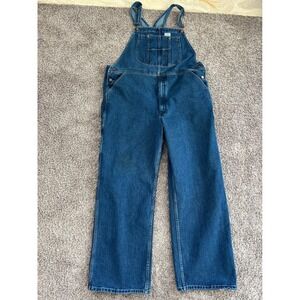 Hisea Denim Bib Overalls Mens 44W 32L Blue Canvas Work Carpenter Pants